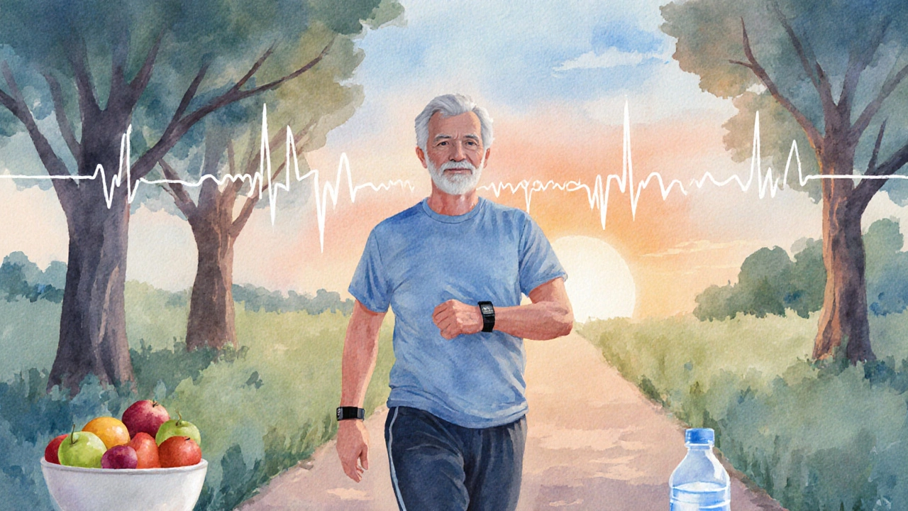 Person exercising and following healthy lifestyle after AF treatment.